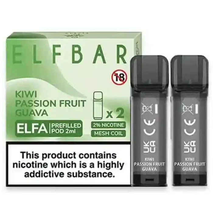 ElfBar Elfa Pods Vape Prefilled E-Liquid Kiwi Passion Fruit Guava | Guardian Vape Shop
