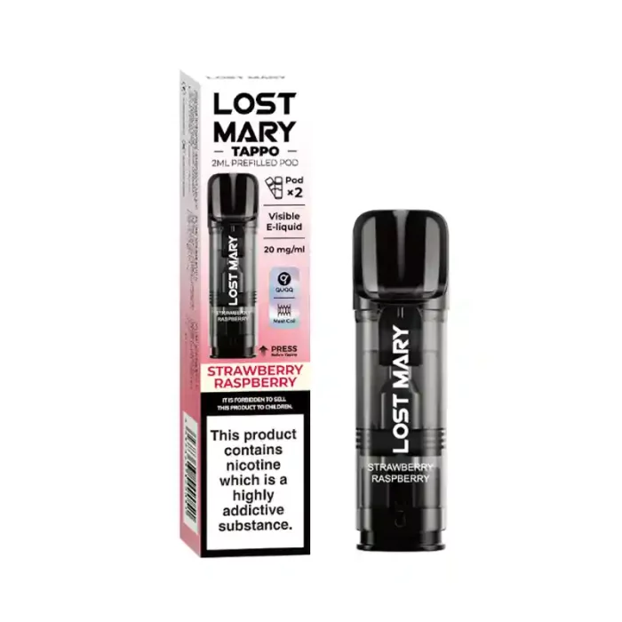 Lost Mary Tappo Prefilled Vape Pods Strawberry Rapberry | Guardian Vape Shop