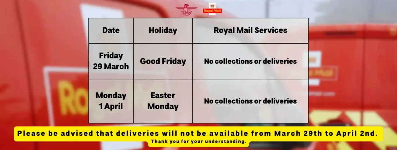 Royal Mail Easter Arrangements | Guardian Vape Shop