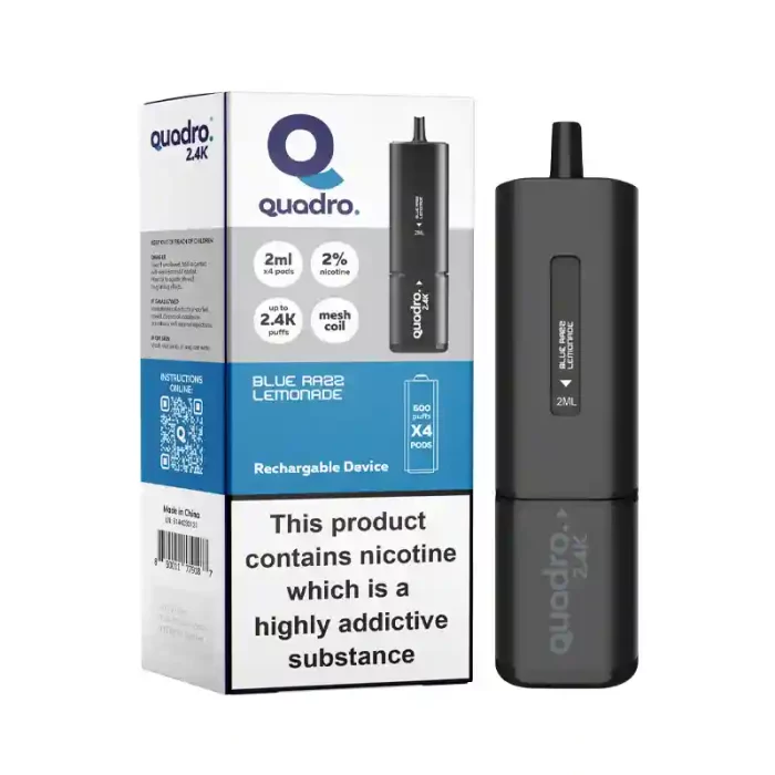 Quadro 2.4k Vape Pod Kit 2400 Puffs Blue Razz Lemonade | Guardian Vape Shop
