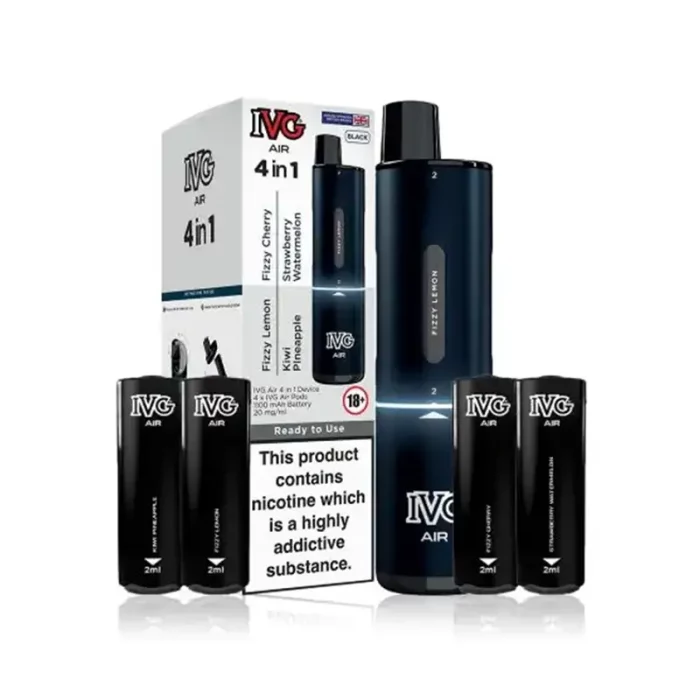 IVG Air 4 in 1 Vape Pod Kit Prefilled 2400 Puff Black | Guardian Vape Shop
