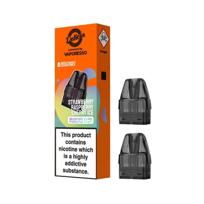 Vaporesso Deliciu Mate Pods Prefilled Strawberry Raspberry Cherry Ice | Guardian Vape Shop