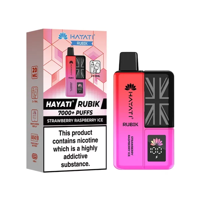 Hayati Rubik 7000 Puffs Disposable Strawberry Raspberry Ice | Guardian Vape Shop