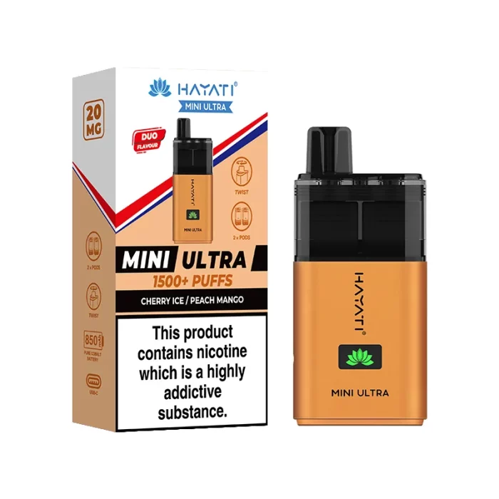 Hayati Mini Ultra 1500 Puffs Disposable Cherry Ice - Peach Mango | Guardian Vape Shop