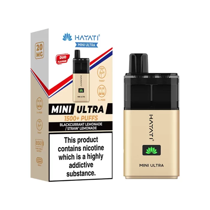 Hayati Mini Ultra 1500 Puffs Disposable Blackcurrant Lemonade - Straw Lemonade | Guardian Vape Shop