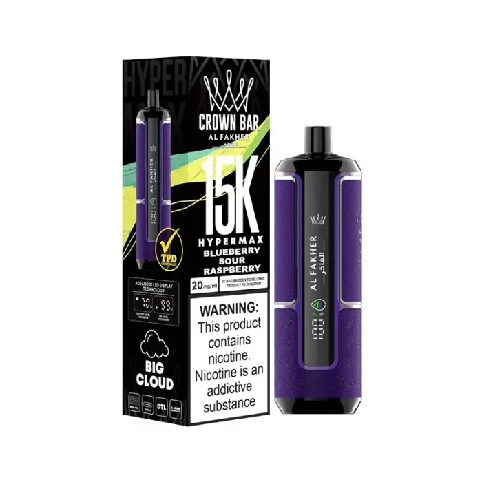Al Fakher Crown Bar Hypermax 15K Disposable Blueberry Sour Raspberry | Guardian Vape Shop