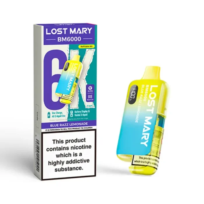 Lost Mary BM6000 6k Puff Pod Kit Blue Razz Lemonade | Guardian Vape Shop