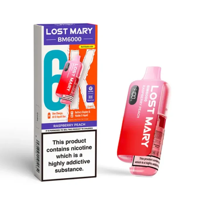 Lost Mary BM6000 6k Puff Pod Kit Raspberry Peach | Guardian Vape Shop