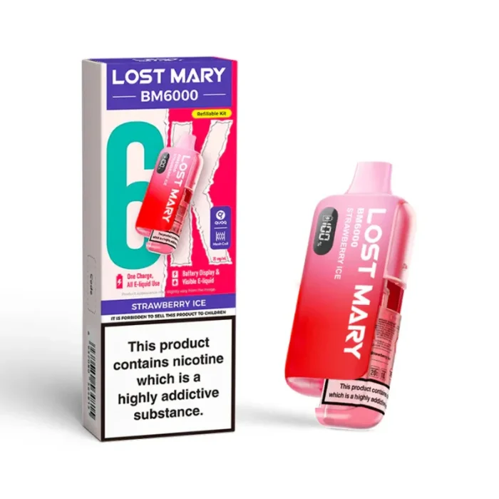Lost Mary BM6000 6k Puff Pod Kit Strawberry Ice | Guardian Vape Shop