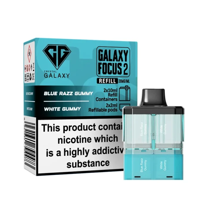 Crystal Galaxy Focus 2 Pods Prefilled 30k Blue Razz Gummy-White Gummy | Guardian Vape Shop