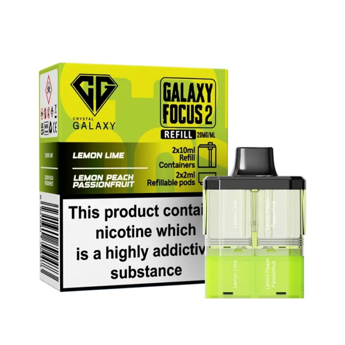 Crystal Galaxy Focus 2 Pods Prefilled 30k Lemon and Lime-Lemon Peach Passion Fruit | Guardian Vape Shop