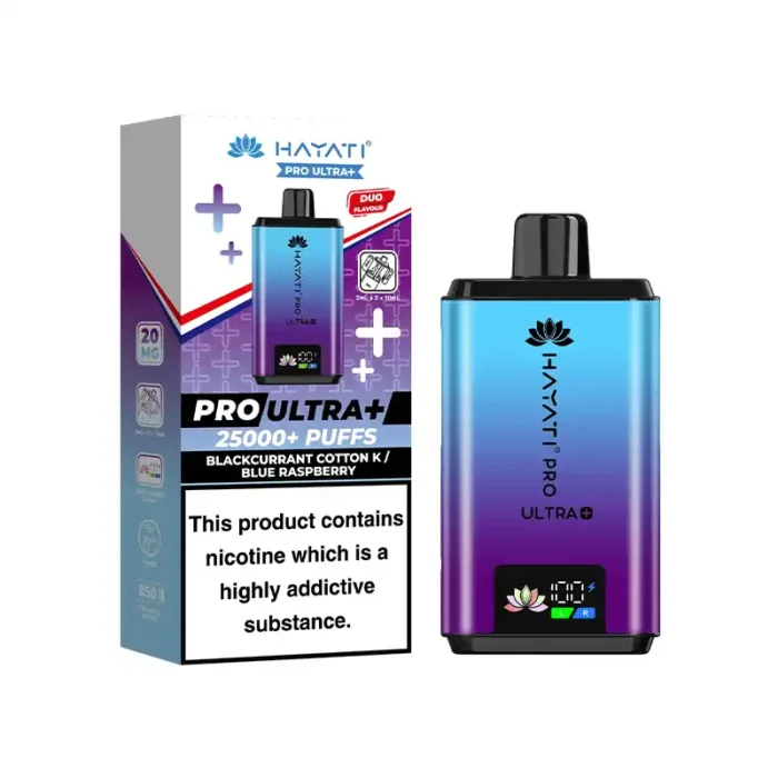 Hayati Pro Ultra Plus 25000 Pod Kit Blackcurrant Cotton K-Blue Raspberry | Guardian Vape Shop