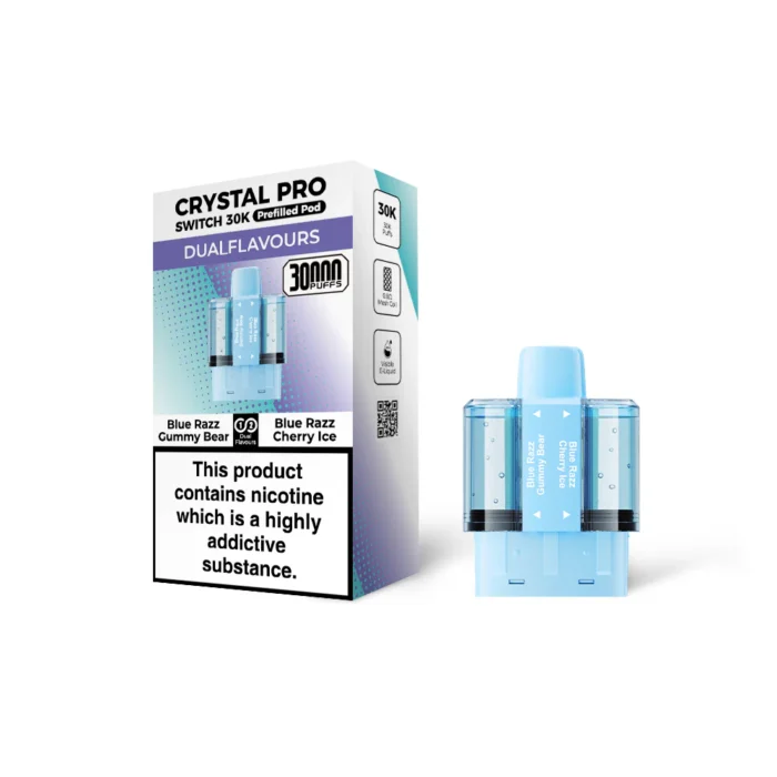 Crystal Pro Switch 30K Prefilled Pod Blue Razz Gummy Bear-Blue Razz Cherry Ice | Guardian Vape Shop