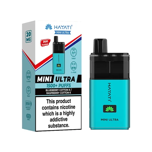 Hayati Mini Ultra 1500 Puffs Disposable Blueberry Cotton K - Raspberry Cotton K | Guardian Vape Shop
